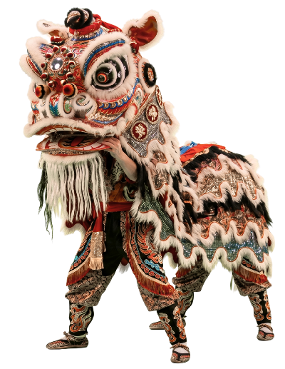 Un león de la danza tradicional china, la danza del león